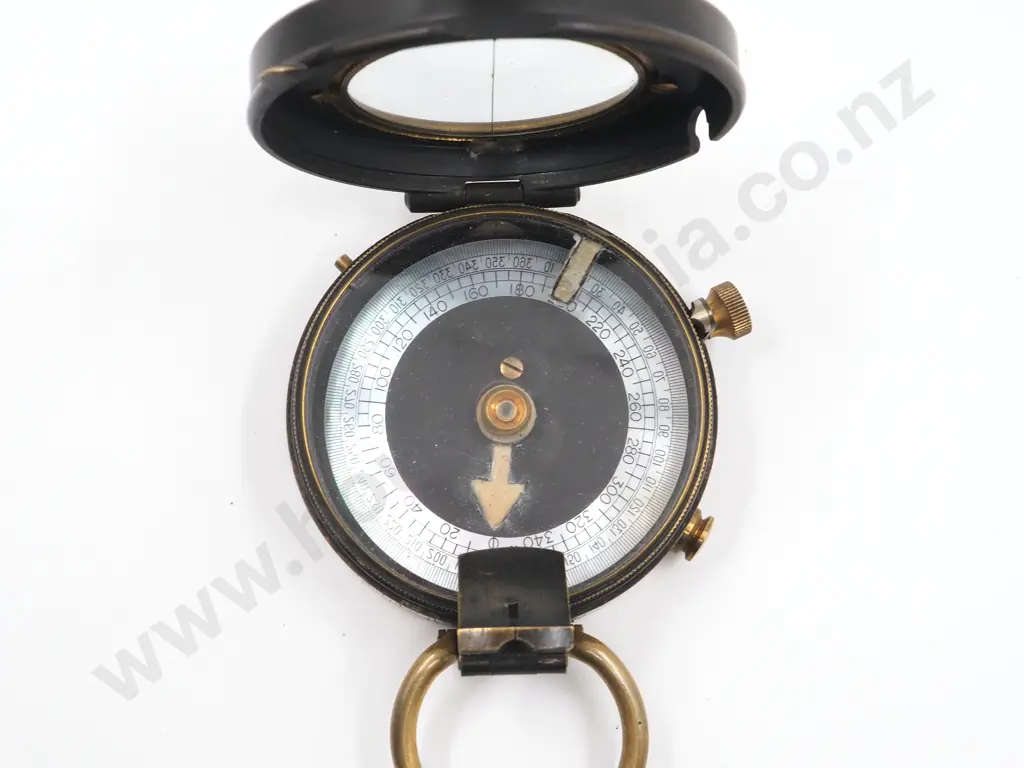 1916 Dated Military Compass w Mother of Pearl Face: Martins Birmingham Manufacture - in Original Leather Case Image 1++
