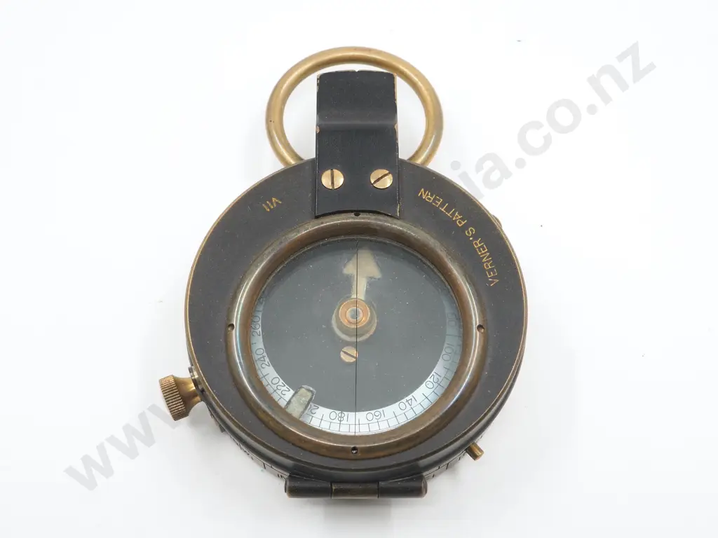 1916 Dated Military Compass w Mother of Pearl Face: Martins Birmingham Manufacture - in Original Leather Case Image 1++