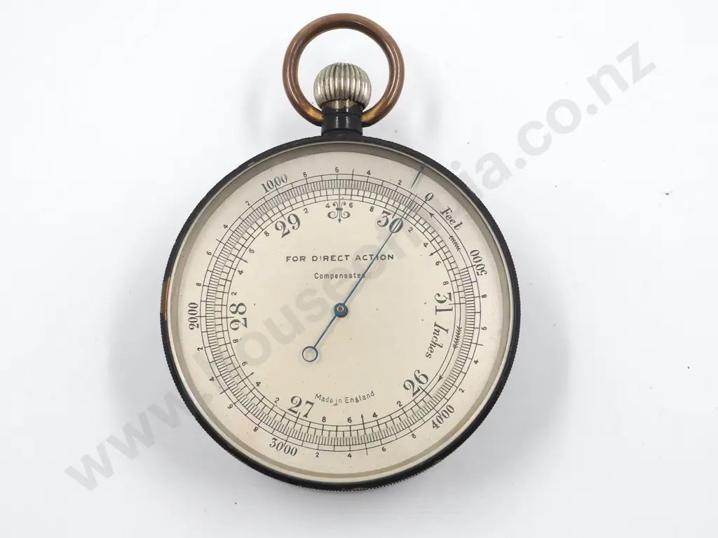 Rare Military Leather Cased Barometer / Altimiter; Herga & Co Brisbane Image 1++