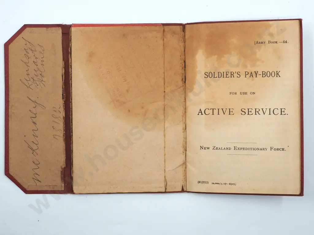WW1 New Zealand Soldiers Paybook 78182 Image 1++