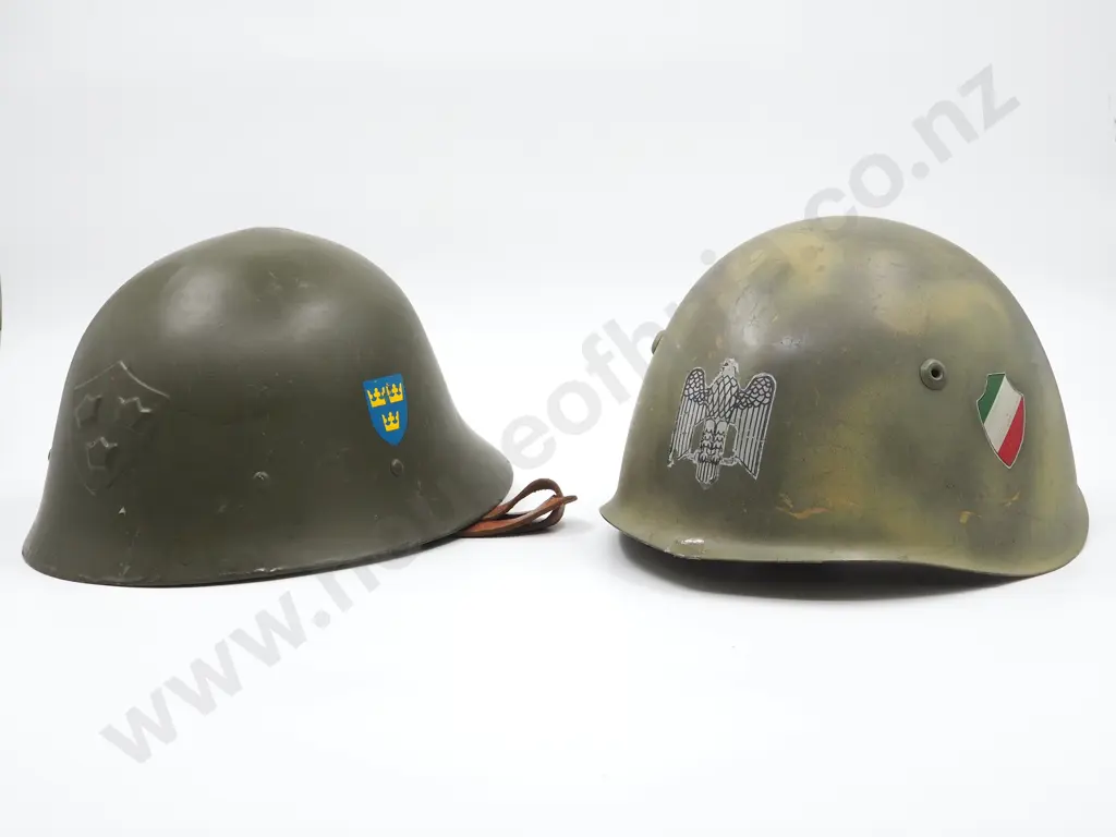 Swedish & Italian Military Metal Helmets Image 1++
