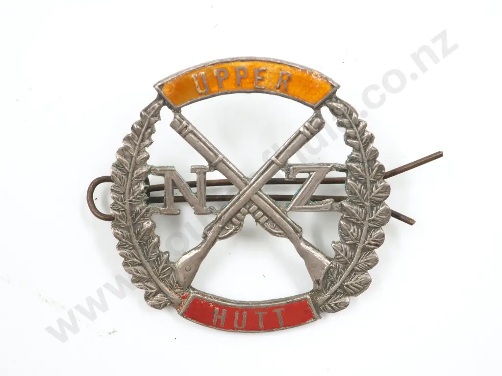 Sterling Silver Upper Hutt New Zealand Rifle Badge Enamelled Image 1++