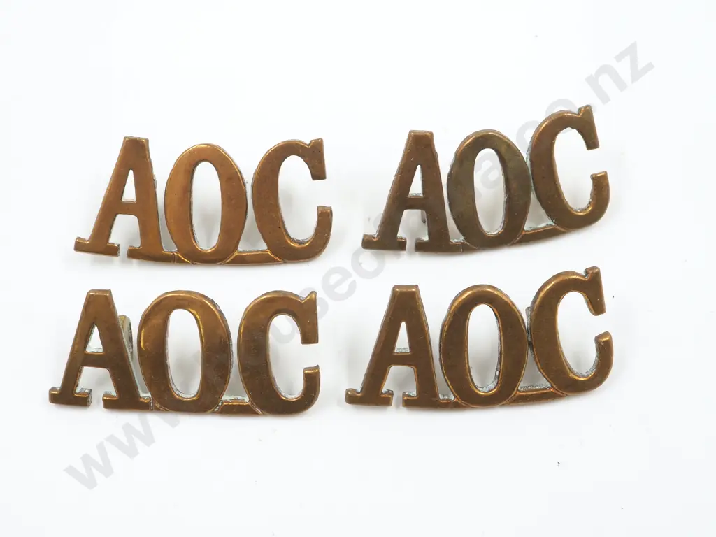 Two Pairs of AOC Brass Shoulder Titles Image 1++