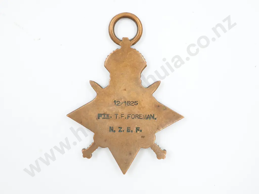 1914/15 Star to 12/1625 Pte T F Foreman N.Z.E.F: Wounded Gallipoli First Day Lander Image 1++