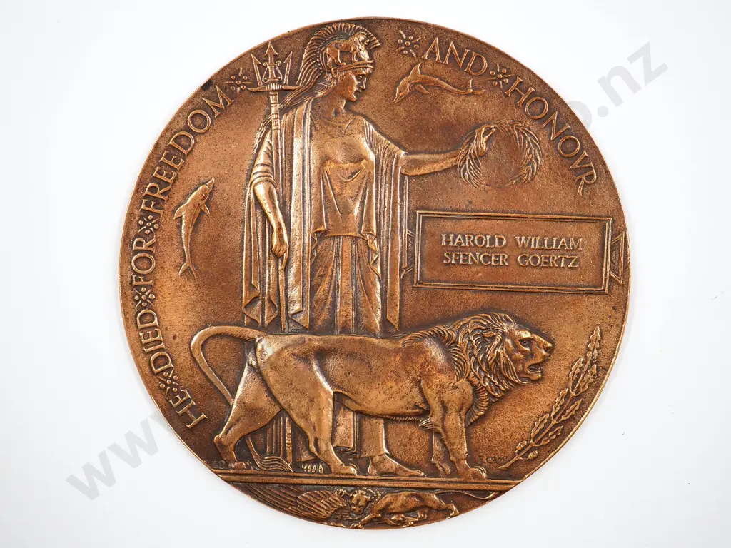 Death Plaque to Harold William Spencer Goertz  Image 1++