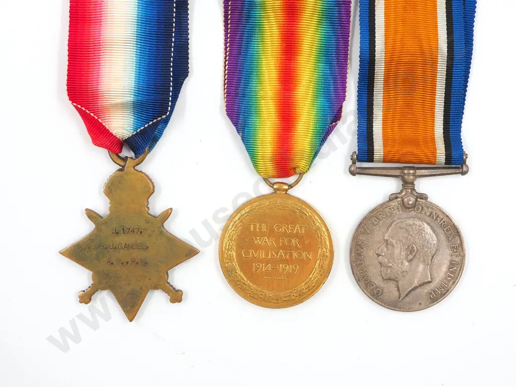 WW1 trio to J.1747 R.J. Gander A.B. R.N. Image 1++