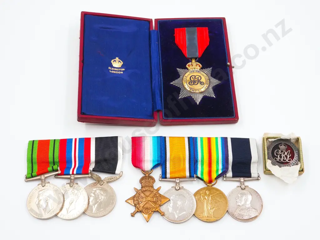 Imperial Service Order Naval Medal Group to George Albert Woolley WWI & WWII Medals Image 1++