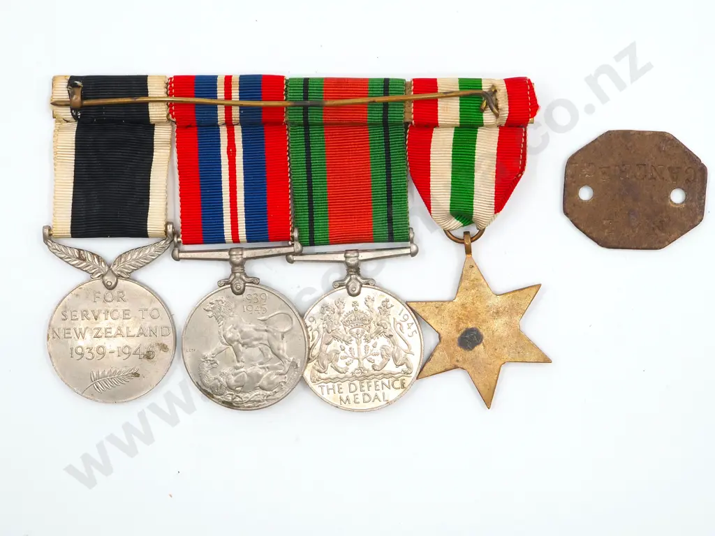 WWII Medal Group of Four & ID tag to 41206 J S Chisholm Image 1++