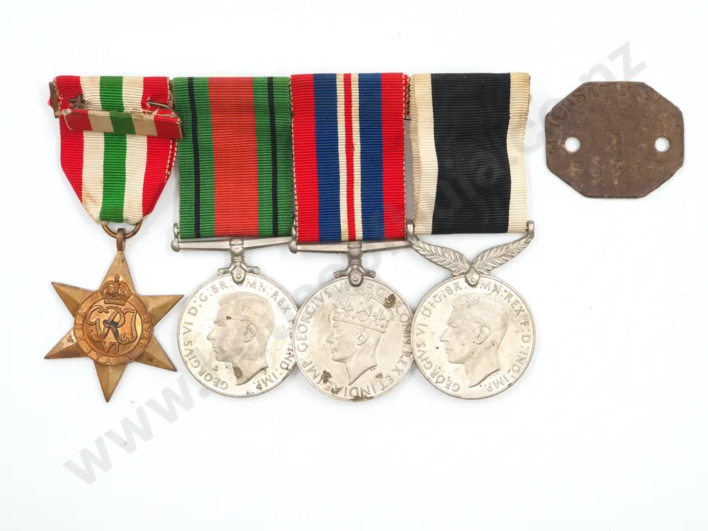 WWII Medal Group of Four & ID tag to 41206 J S Chisholm Image 1++