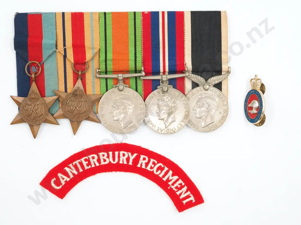 Unnamed WWII Medal Group to a member of the Canterbury Regiment Image 1++