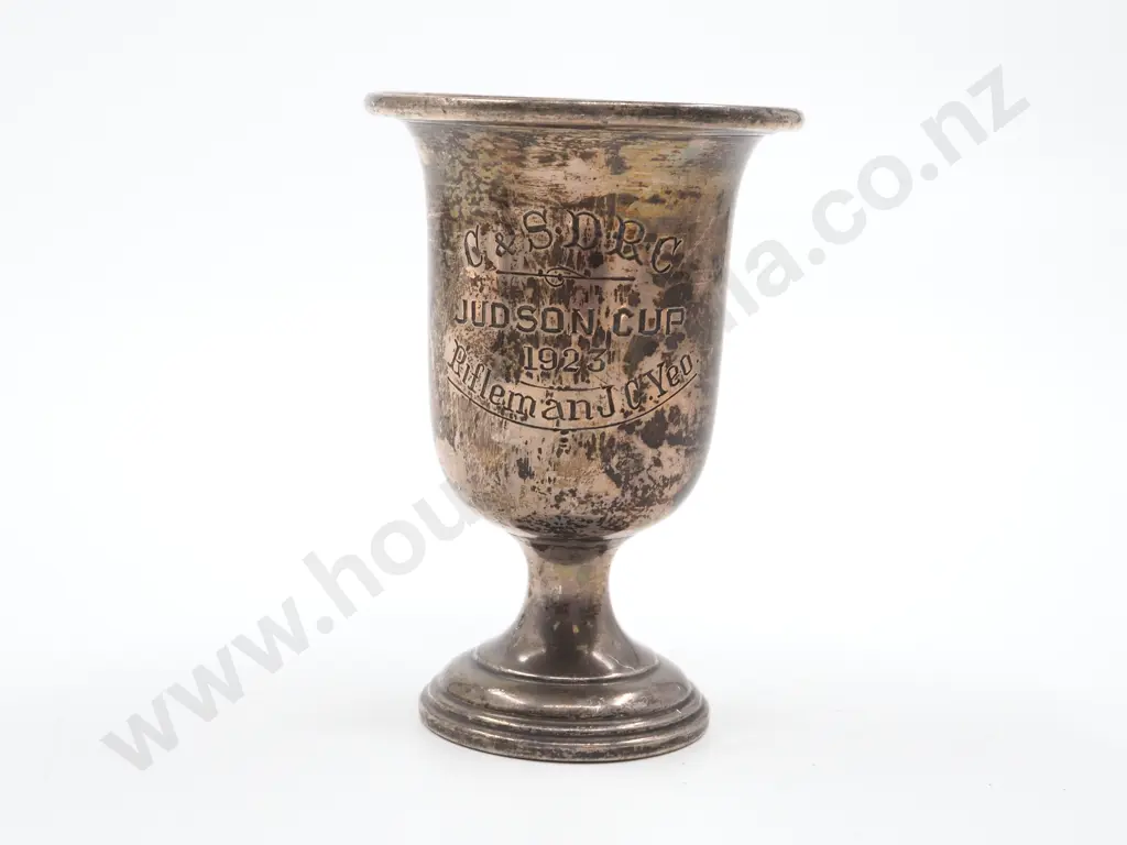 New Zealand Historical Sterling Silver Shooting Trophy: The Judson Cup Awarded to J C Yeo in 1923 Image 1++
