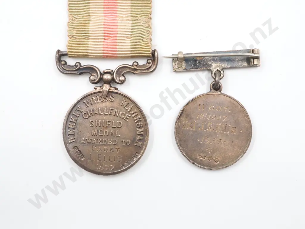 Two Sterling Silver Cadet Shooting Medals to J S Ellis One Cased Image 1++