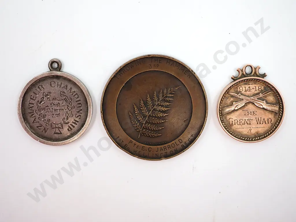 Spink Military Sports Medal 9ct Return Fob & Sterling Silver Sports Fob to 59381 L/Cpl Ernest Carlyle Jarrold Image 1++