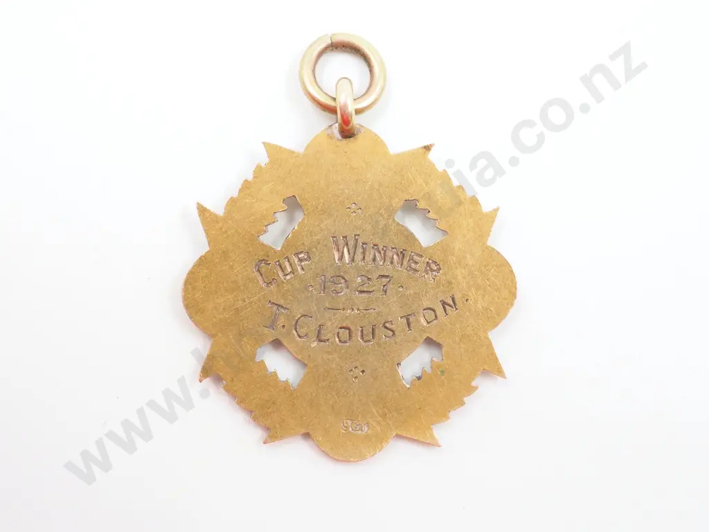 Rough Ridge Gun Club 9ct Gold Fob Medal: T Clouston 1927 Image 1++