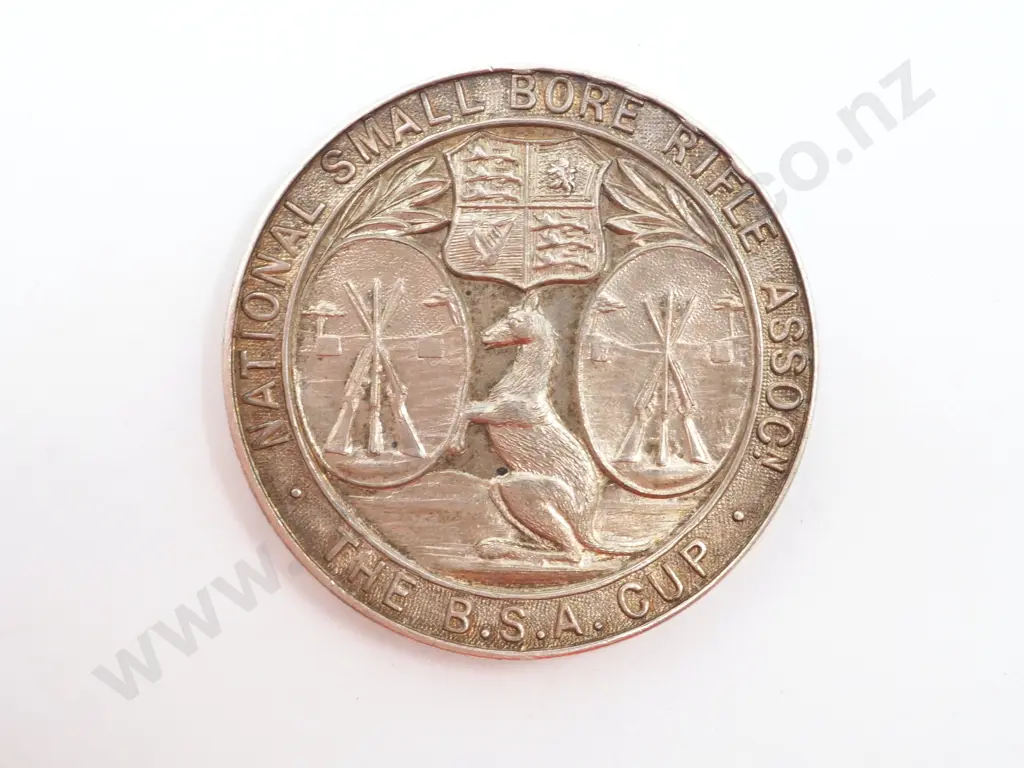 National Small Bore Rifle Association, BSA Cup Sterling Silver Prize Medal: Won by Canterbury - G Horning 1960 Image 1++