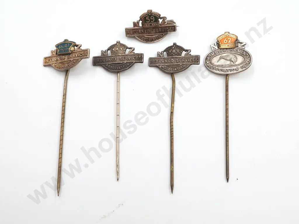 Five New Zealand Returned Services RSA Silver Pins Image 1++