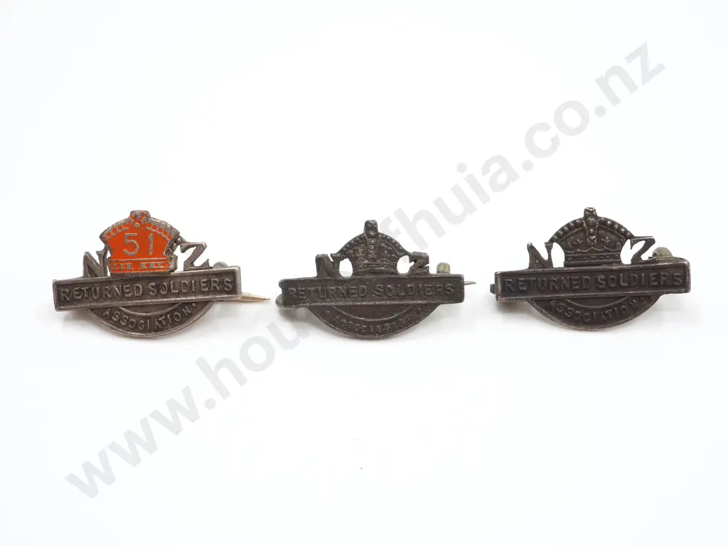 Three RSA Returned Soldiers Pins: 9/93 / 7-229 /21 Image 1++