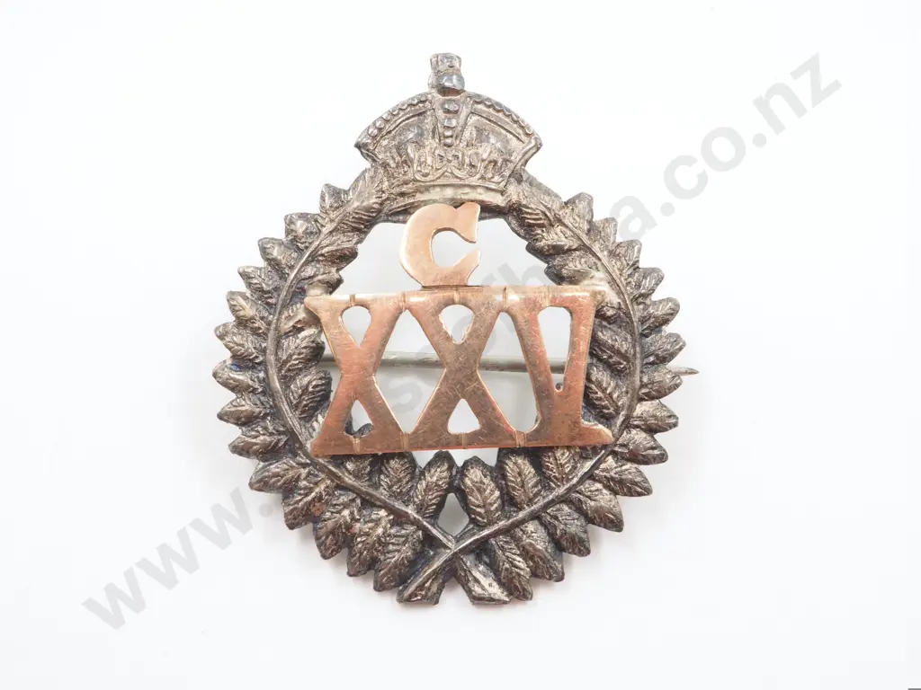 New Zealand Sterling Silver & Gold 25th Reinforcement Badge  Image 1++