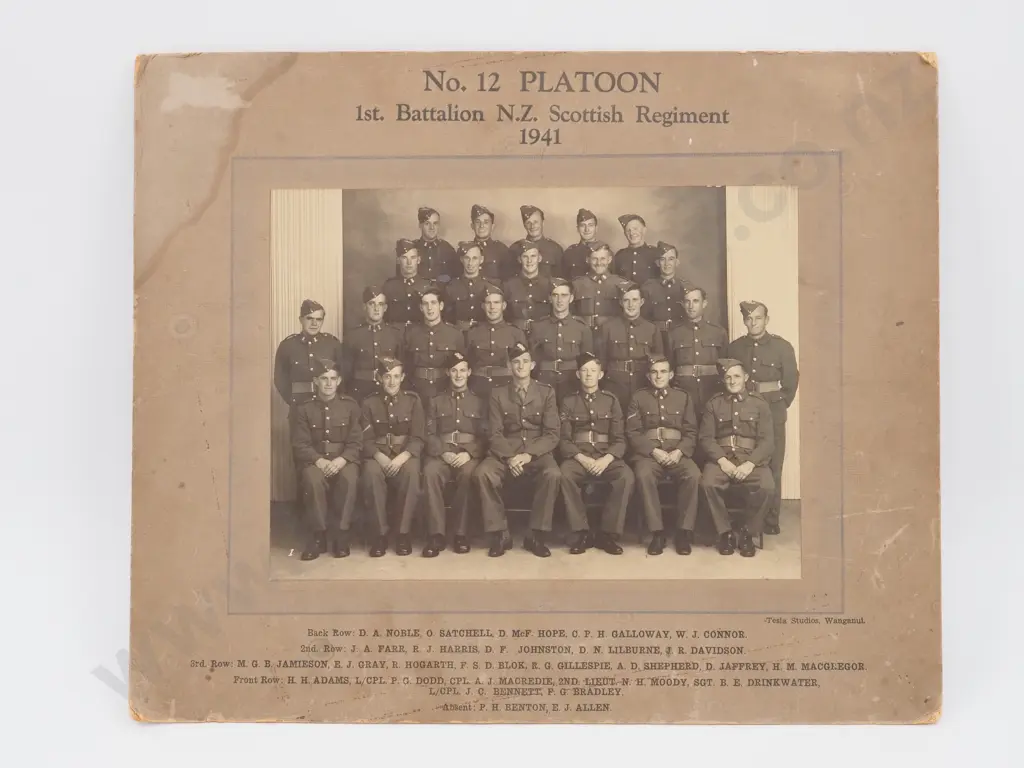 WWII No 12 Platoonm 1st Battalion, NZ Scottish Regiment 1941 Image 1++