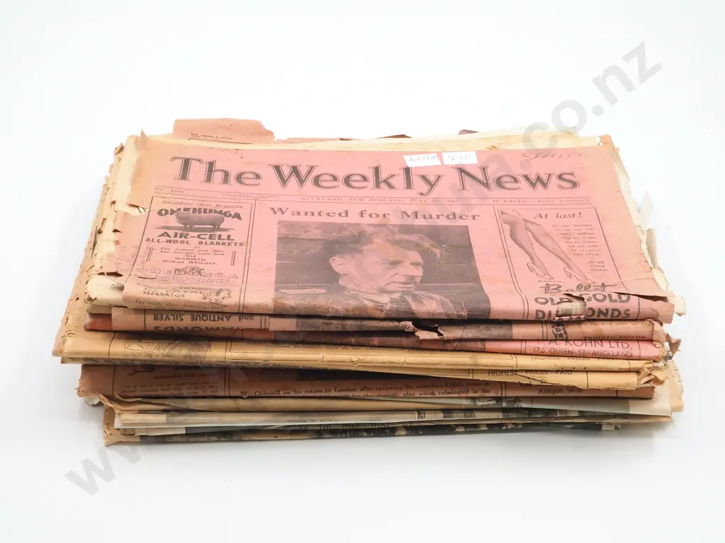 Approx 12 The Weekly News: WWII Dated with Postage Stamps & Address as have been posted back to New Zealand Image 1++