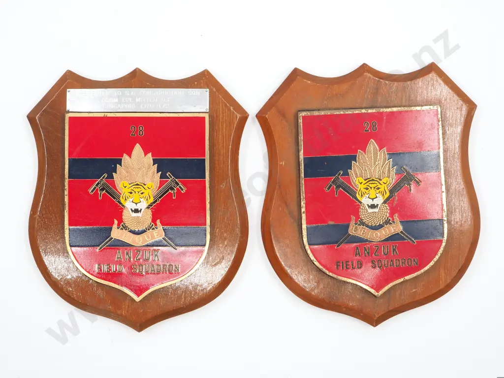 Two Plaques to the 28th ANZUK Field Squadron: One has a presentation name plate Image 1++