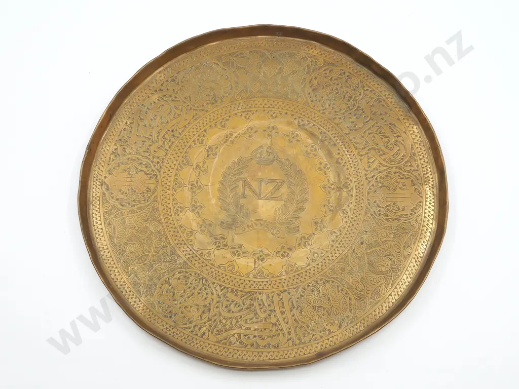 WW1 Onward New Zealand Brass Trench Art Charger / Plate Image 1++