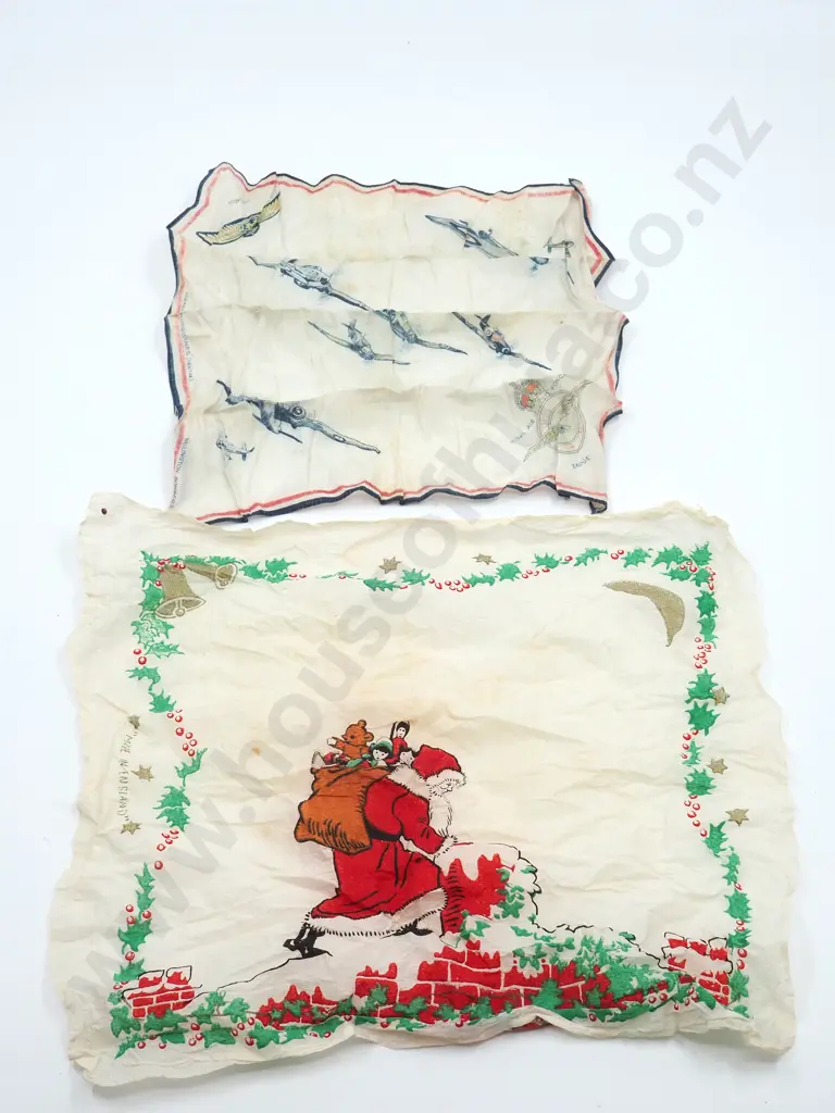 WWII Royal Air Force Silk Handkerchief & Christmas Paper Napkin Image 1++