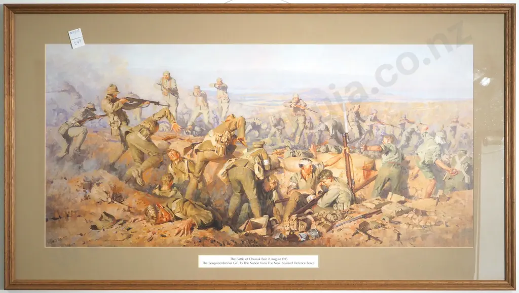 Framed Original Print of Chunuk Bair Battle Image 1++