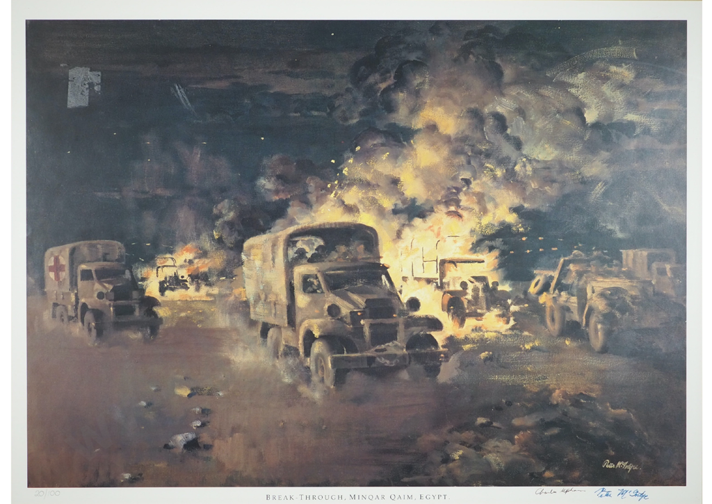 "Breakout of Minqar Qaim" Original Framed Peter Mcintyre Print Signed by Charles Upham & Macintyre Image 1++