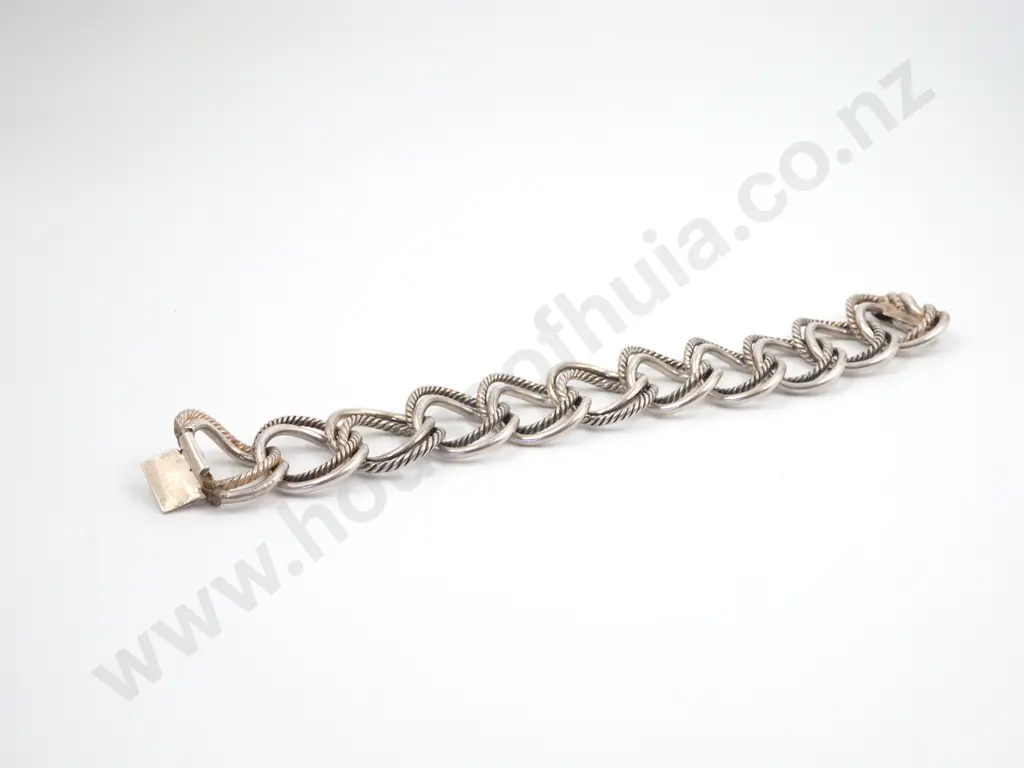 Sterling Silver Vintage Heavy Circle Link Bracelet Image 1++