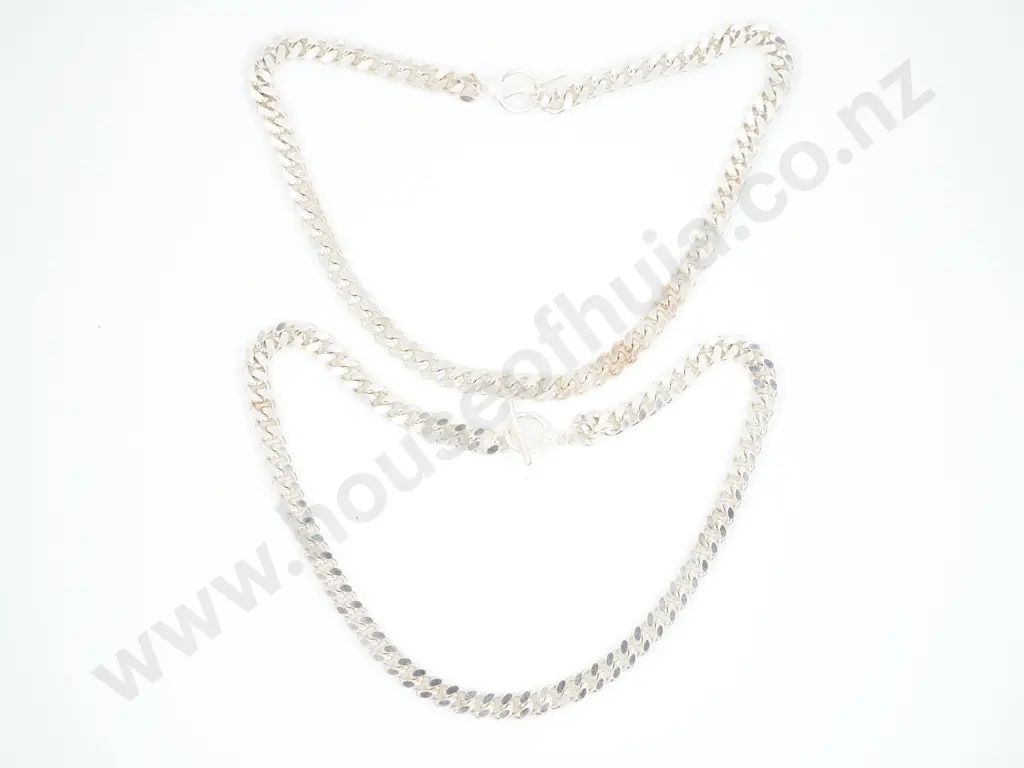 Two Sterling Silver Curb Link Chains Image 1++