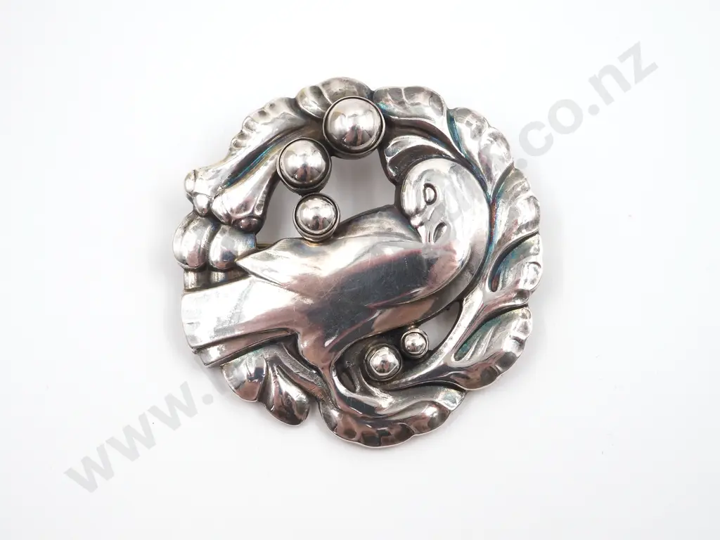 Sterling Silver Vintage Georg Jensen (Denmark) Brooch in Original Retail Box Image 1++