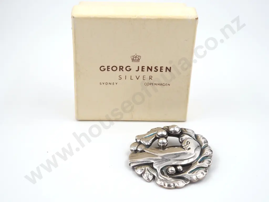 Sterling Silver Vintage Georg Jensen (Denmark) Brooch in Original Retail Box Image 1++