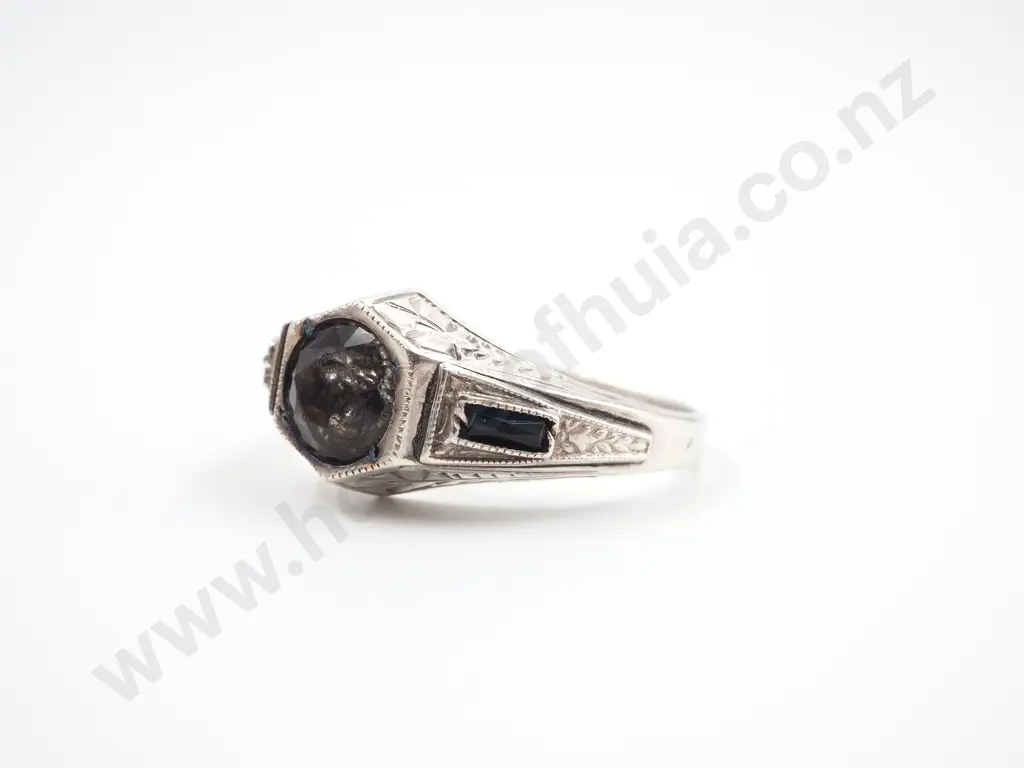 Sterling Silver Vintage Deco Style Smokey Quartz Ring Image 1++