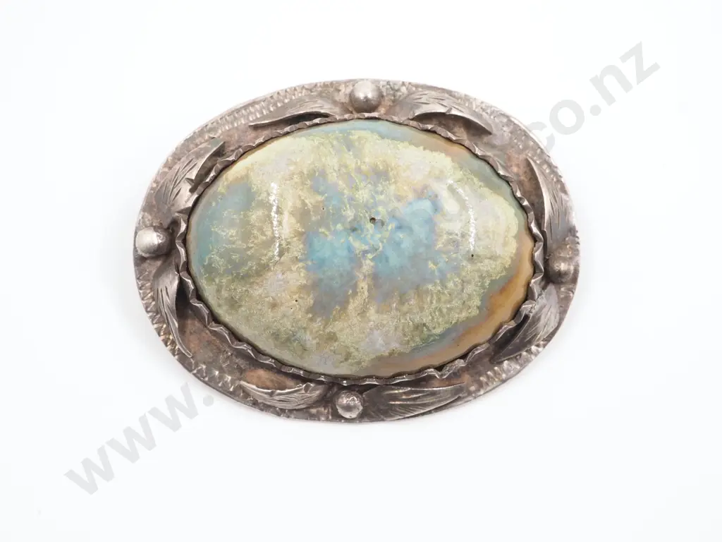 Stirling Silver & Stone Brooch Image 1++