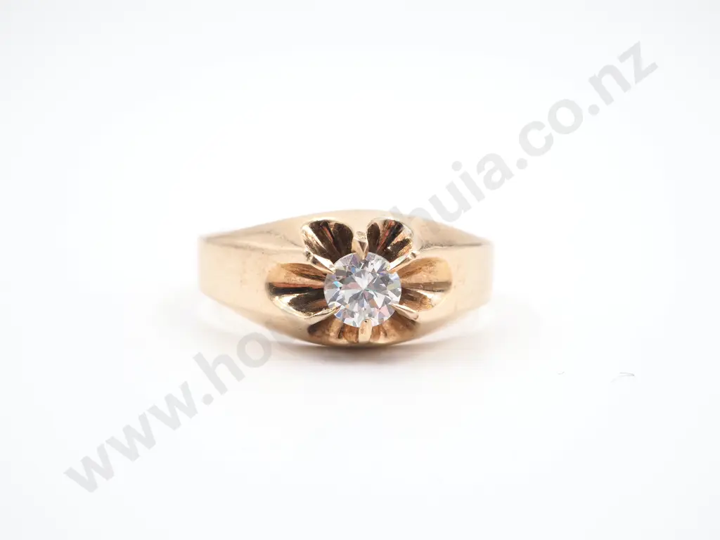 9ct Gold CZ Gypsy Set Studded Ring Image 1++