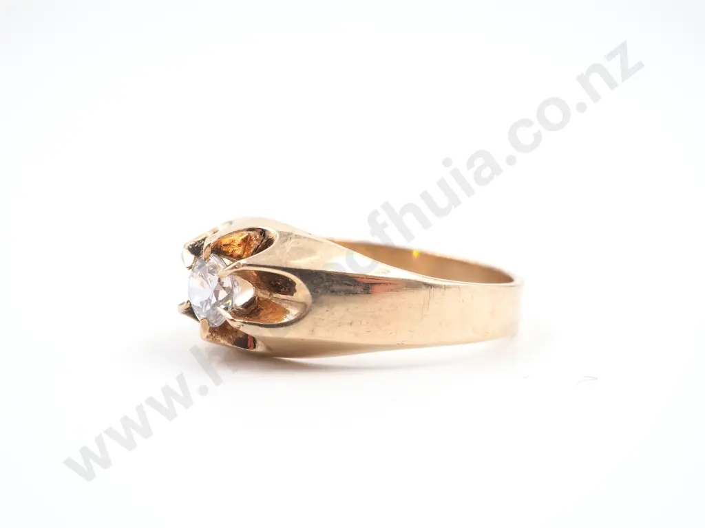 9ct Gold CZ Gypsy Set Studded Ring Image 1++