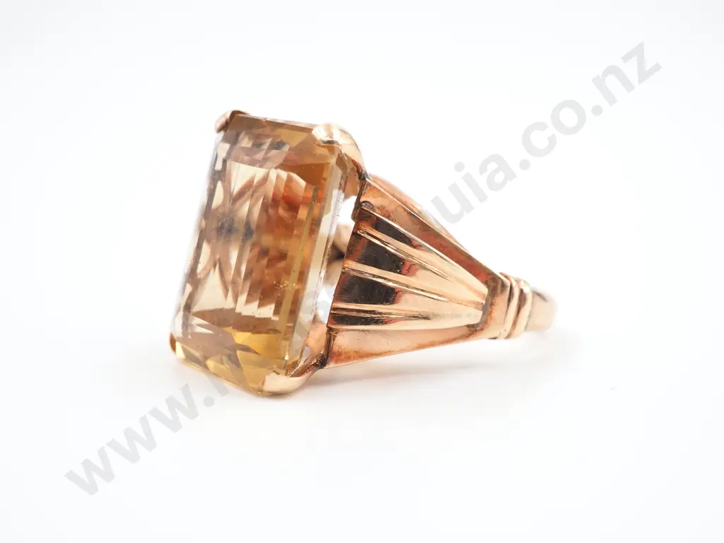 14ct Gold Citrine Solitaire Ring Image 1++