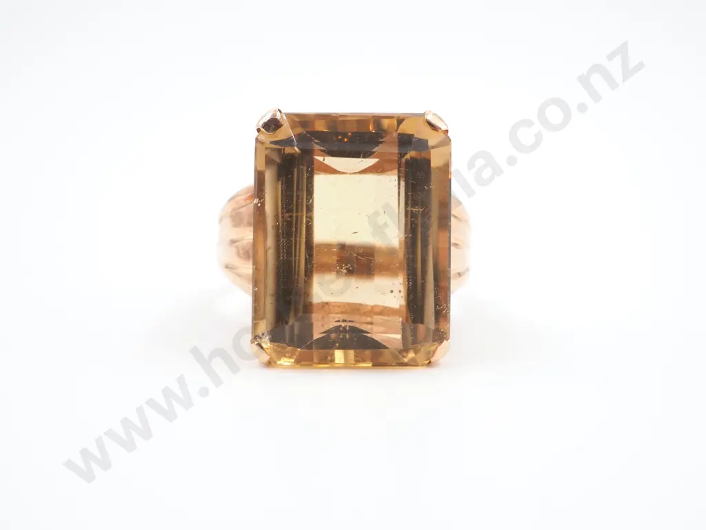 14ct Gold Citrine Solitaire Ring Image 1++