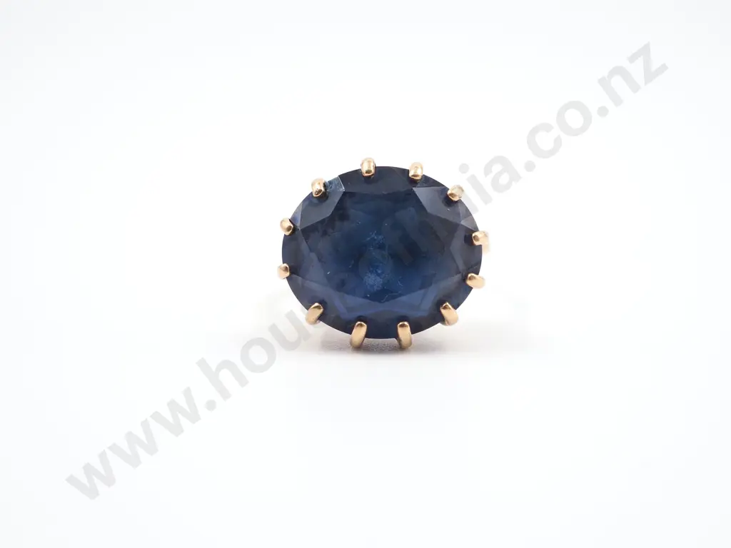 9ct Gold Solitaire Lab Made Sapphire Ring Image 1++