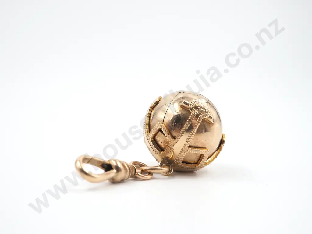 Gold Over Silver Masonic Ball Pendant Image 1++