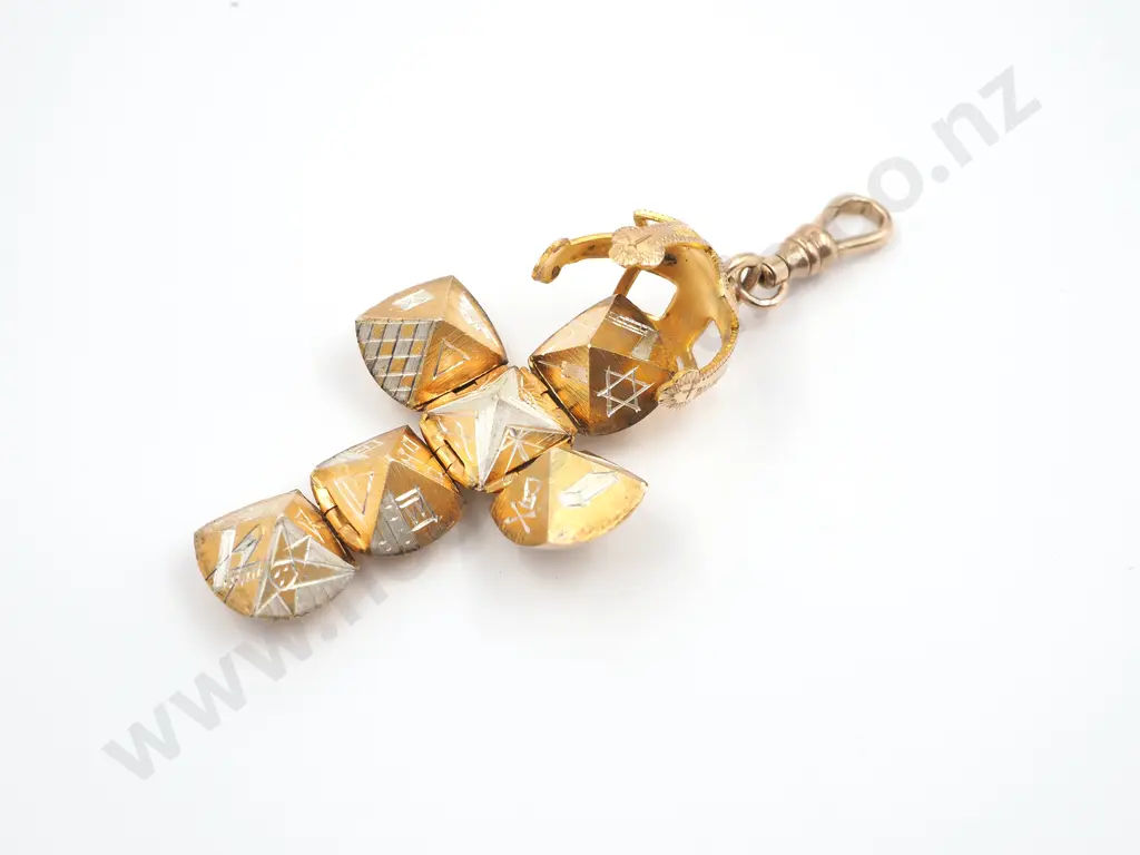 Gold Over Silver Masonic Ball Pendant Image 1++