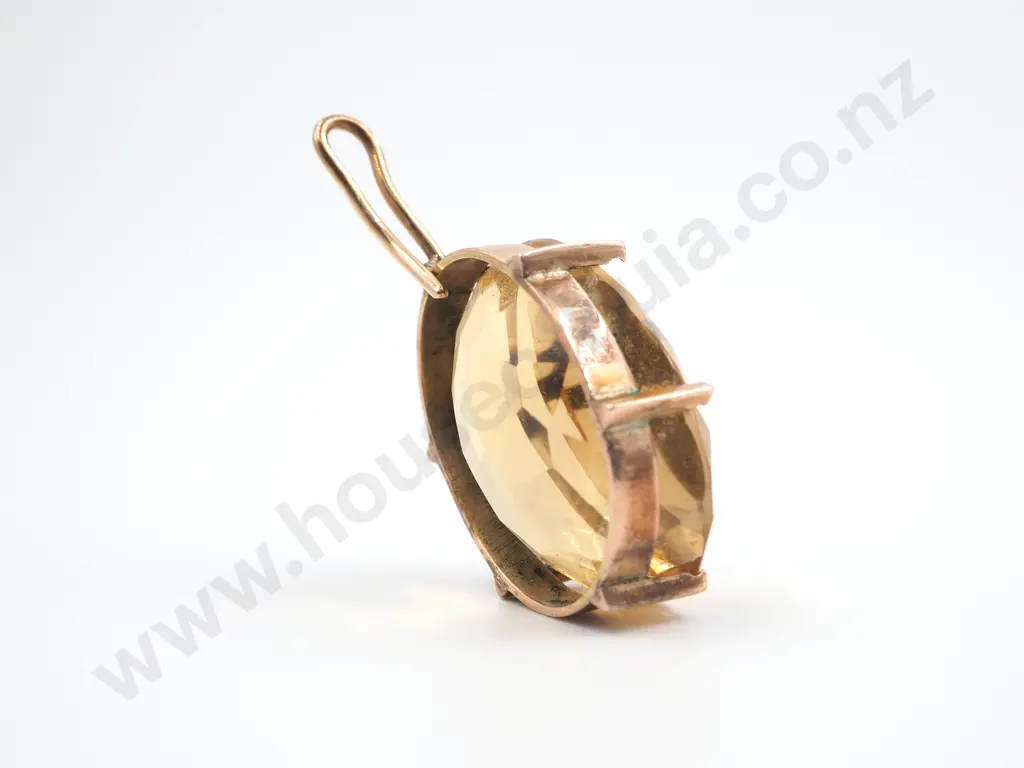 9ct Gold Large Citrine Pendant Image 1++