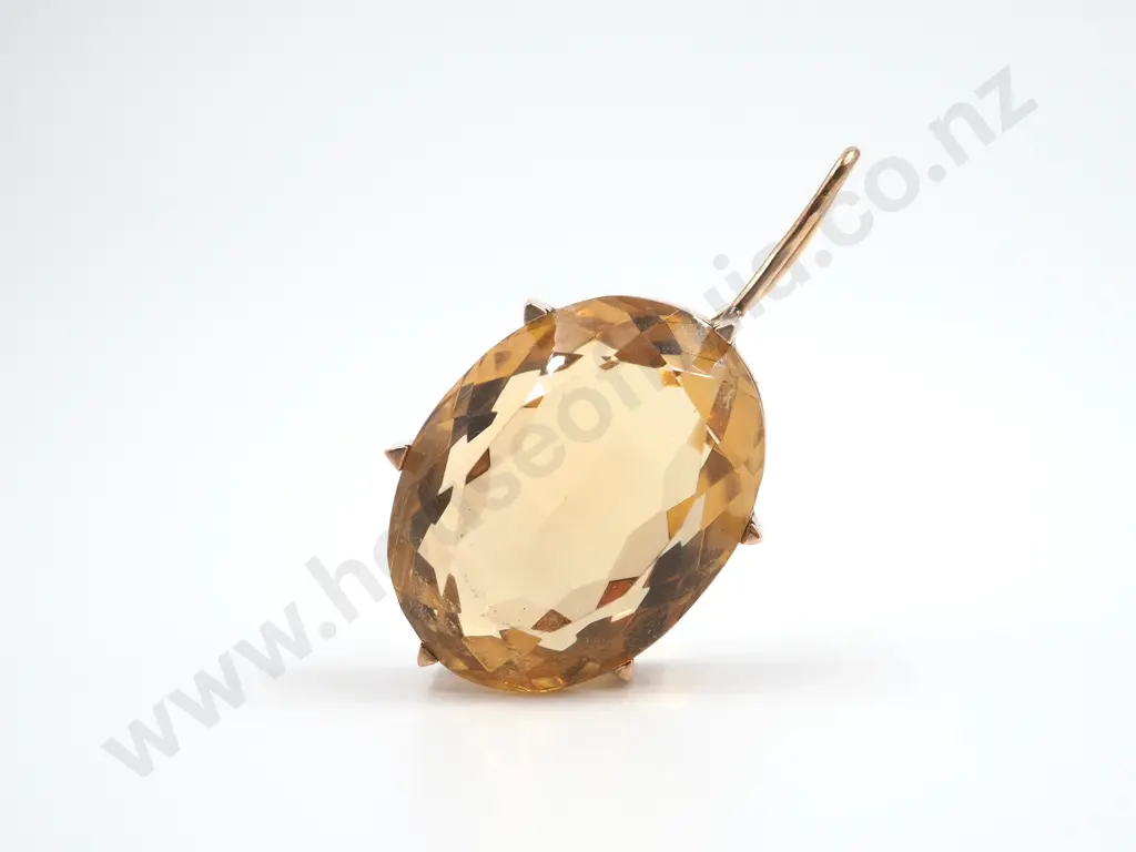 9ct Gold Large Citrine Pendant Image 1++