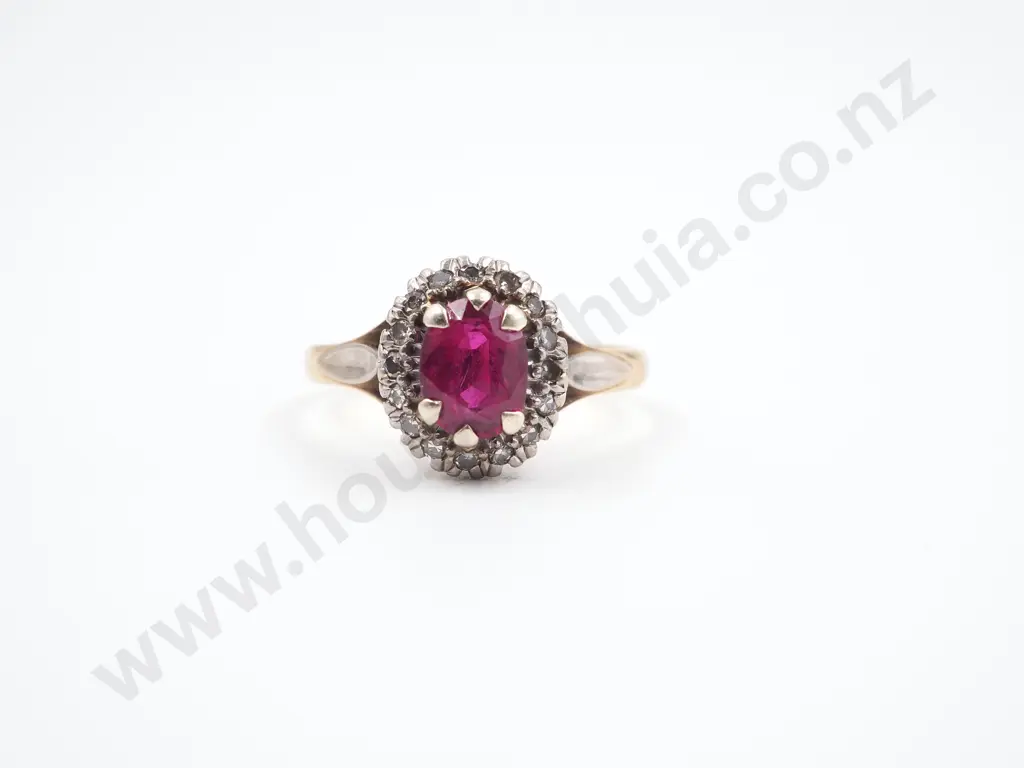 18ct Gold Ruby & Diamond ring Image 1++
