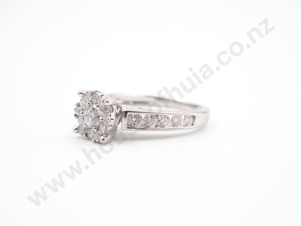 14ct White Gold & Diamond Cluster Ring Image 1++