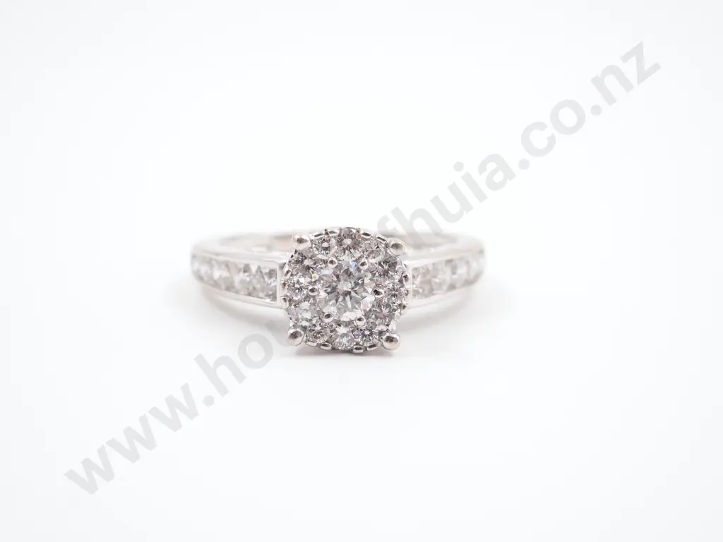 14ct White Gold & Diamond Cluster Ring Image 1++