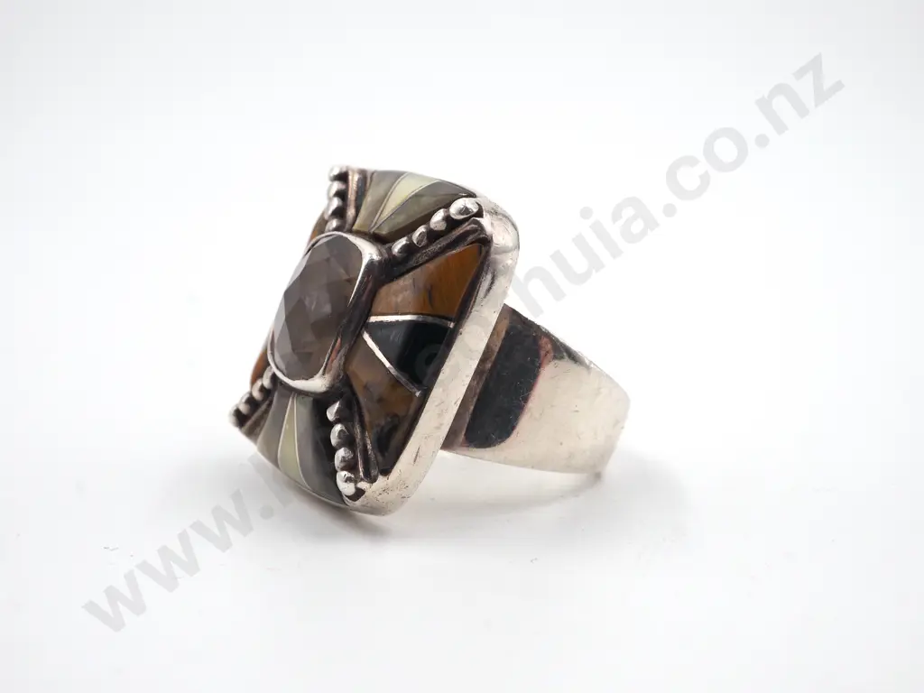 Vintage Deco Style S/S & Gemstone Ring Image 1++