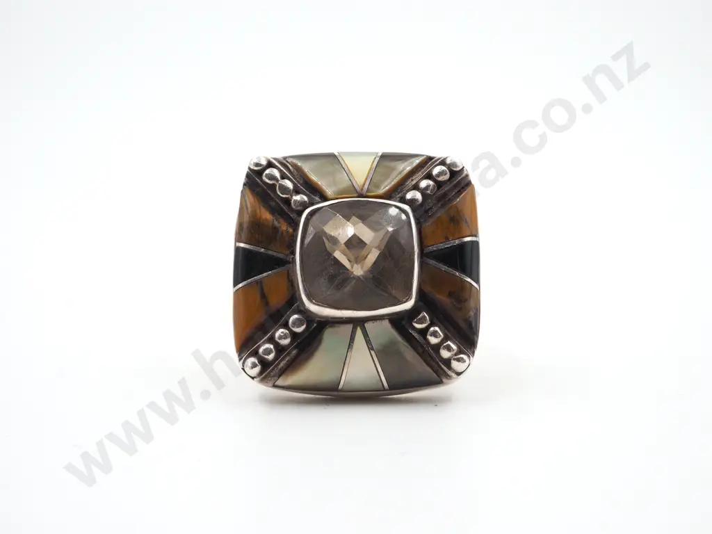 Vintage Deco Style S/S & Gemstone Ring Image 1++