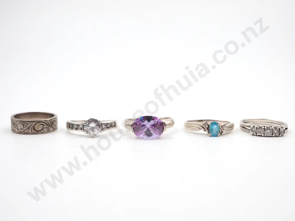 Five Striking Sterling Silver Gemstone Rings Image 1++